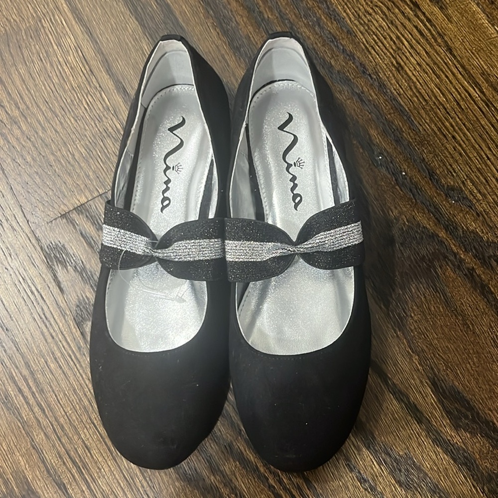 Black Suede Girls Dress Flat